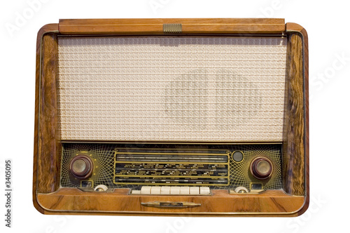 old radio isolated in white