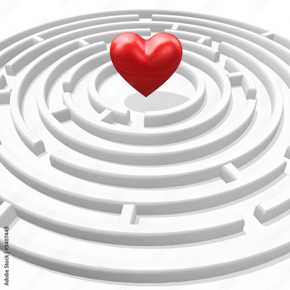 red heart in maze red heart in maze