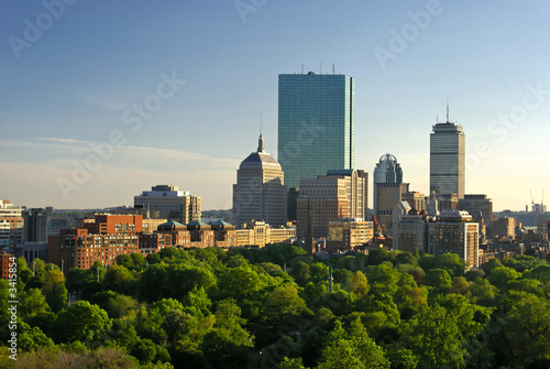 boston skyline at sunset