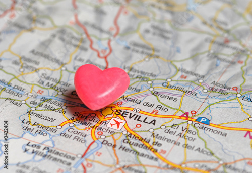 pushpin over city of seville