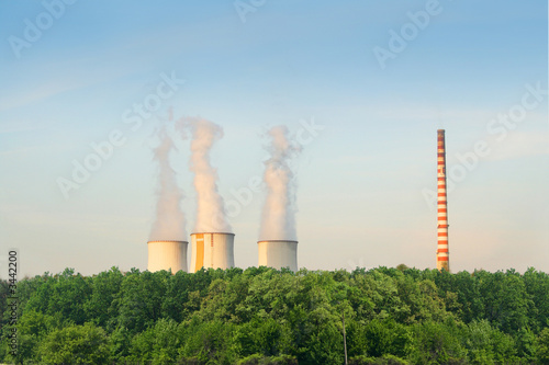 plant , factory chimney with smoke