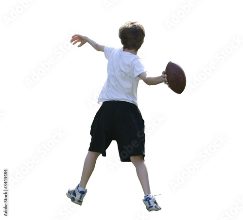 boy throwing football (with clipping path)