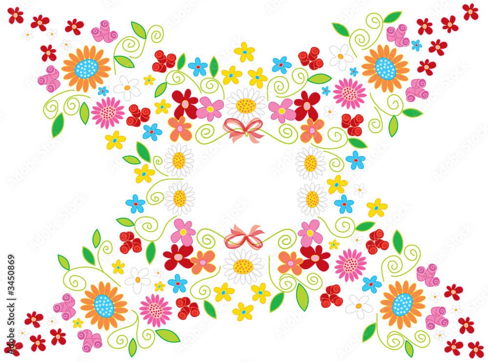 spring flower frame white