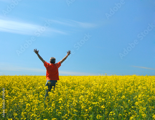 field, sky and the man