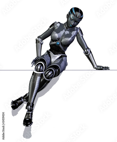 robot sitting and leaning on edge