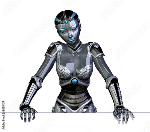 robot leaning on edge