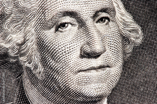 george washington close up from one dollar bill photo