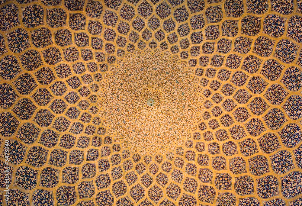 dome of the mosque, oriental ornaments from isfahan, iran