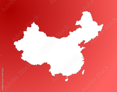 Photography detailed map of china on red background