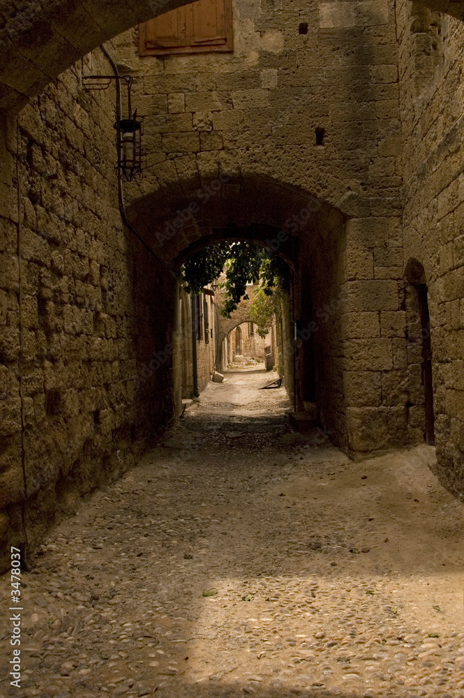 pebbly street of a medieval city