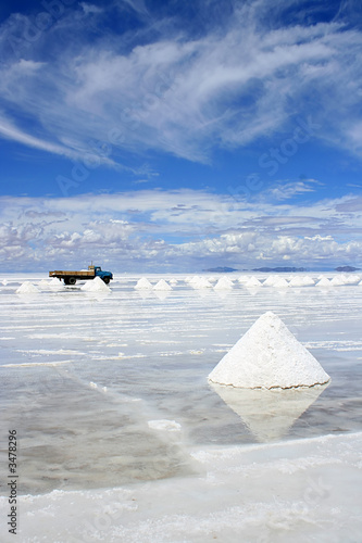 salt mining on the bolivian salt-flats photo