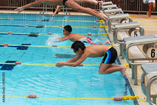 Fototapeta Naklejka Na Ścianę i Meble -  swimming competition help at the sport center