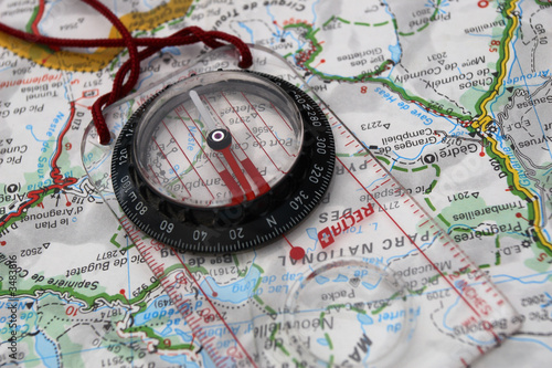 compass on map