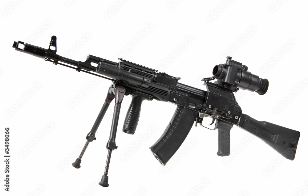 machine gun kalashnikov on the tripod and optical machine gun kalashnikov on the tripod and optical