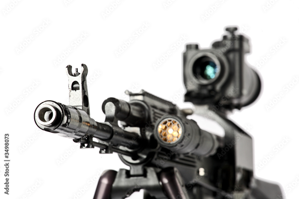 machine gun kalashnikov on the tripod and optical machine gun kalashnikov on the tripod and optical