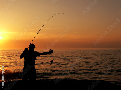 fisherman at the dusk