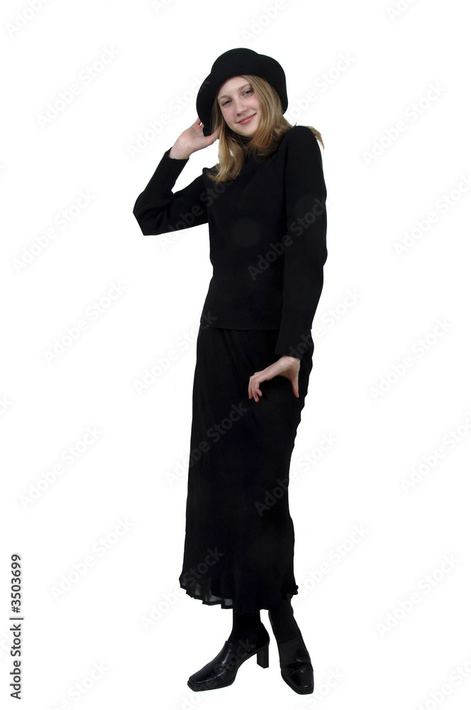 teenage girl in black dress