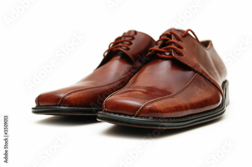 brown male shoes isolated on the white