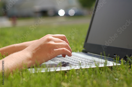 laptop in the lawn