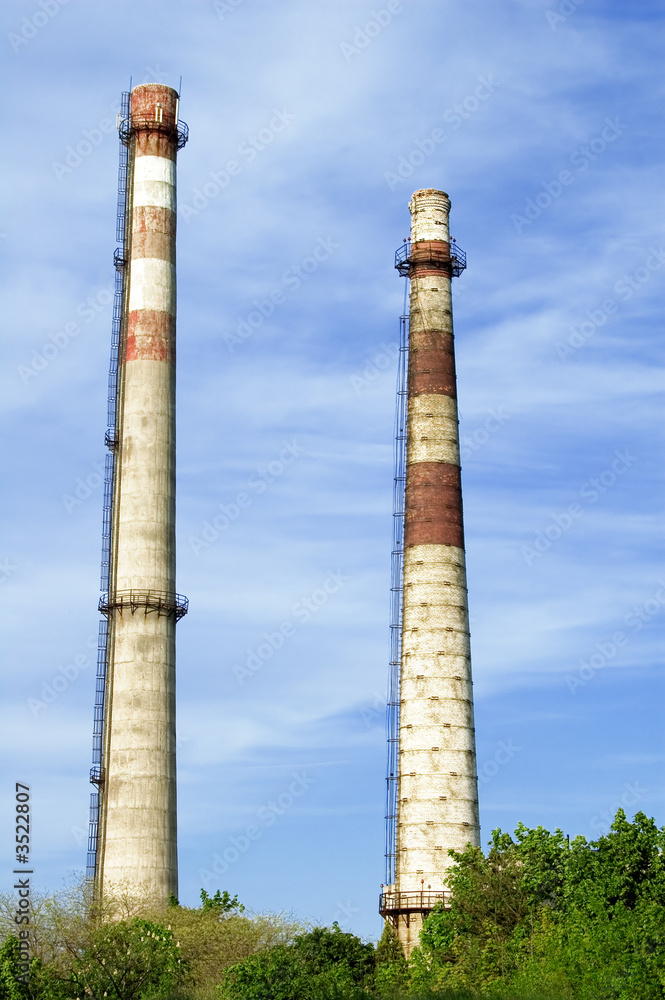 Two old pipes. The Industrial landscape.