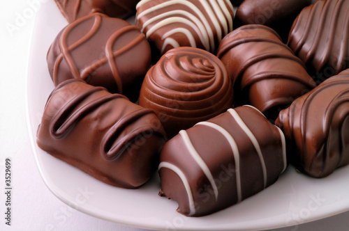 chocolate candies in a dish