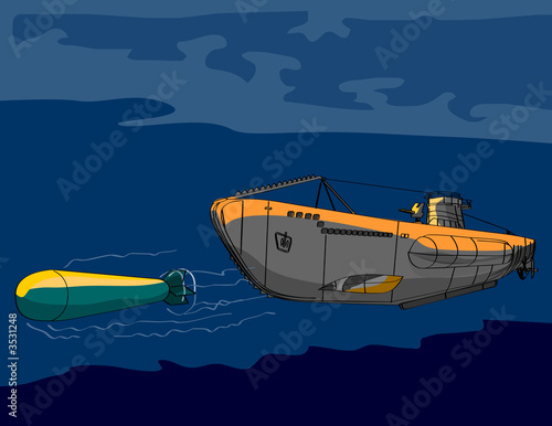 фотографія Submarine firing a torpedo