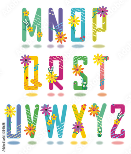 Spring or summer alphabet full set letters M - Z