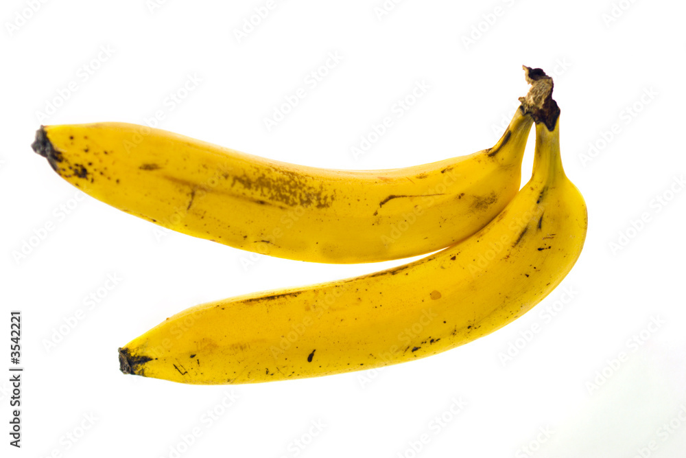Two good bananas isolated on white