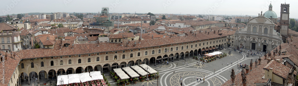 Panoramic view of Piazza Ducale in Vigevano, Italy