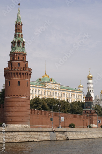Russia Moscow Kremlin tower and wall