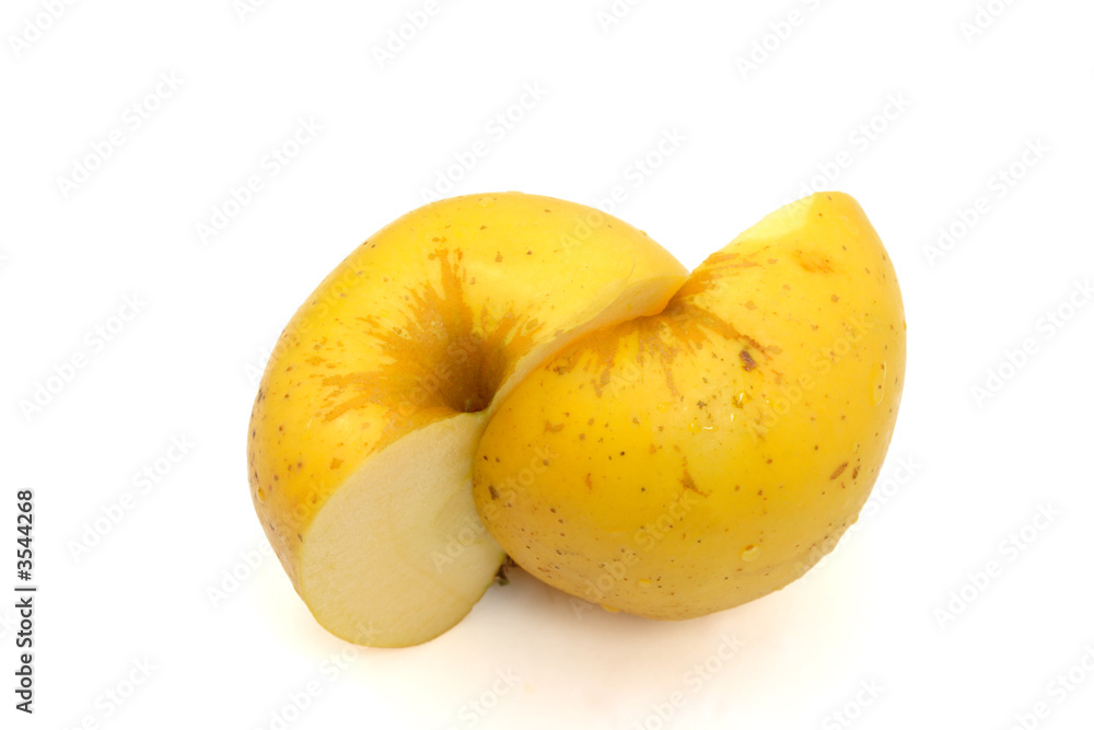yellow apple cut in half