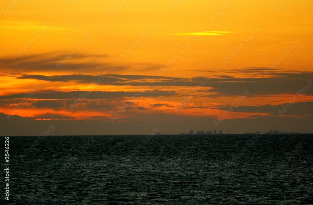 Orange sunset over Lake Ontario
