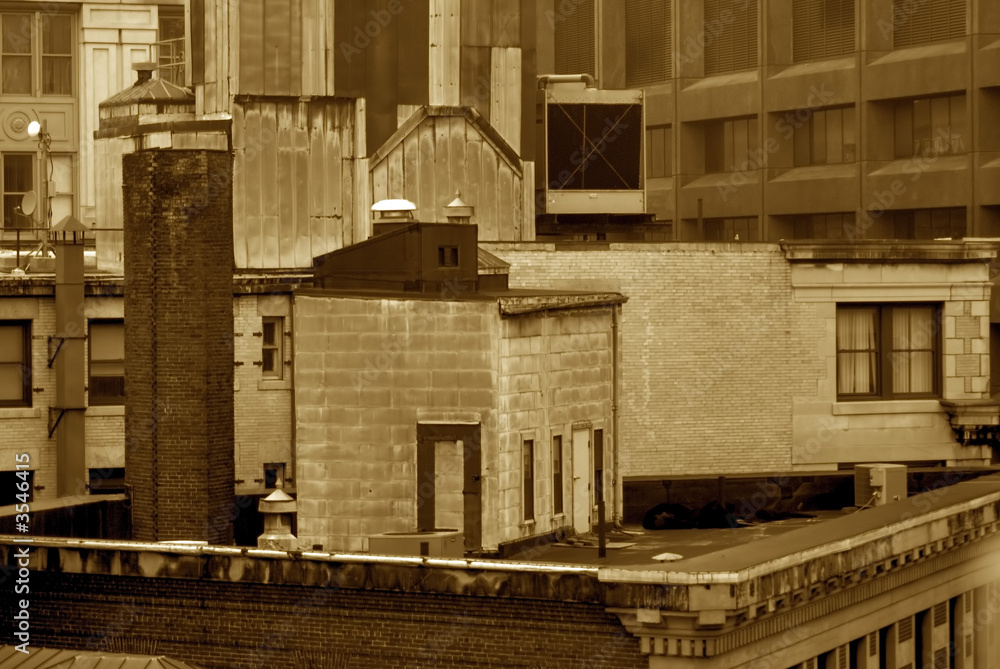 sepia image of roof top of old building in boston sepia image of roof top of old building in boston