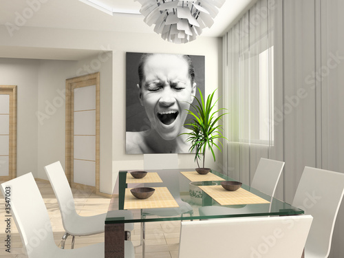 Modern interior with the fashionable picture. 