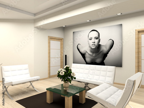 Modern interior with the fashionable picture.