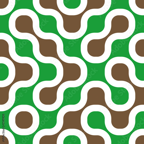 Retro background - brown, green, white. Seamless tile.