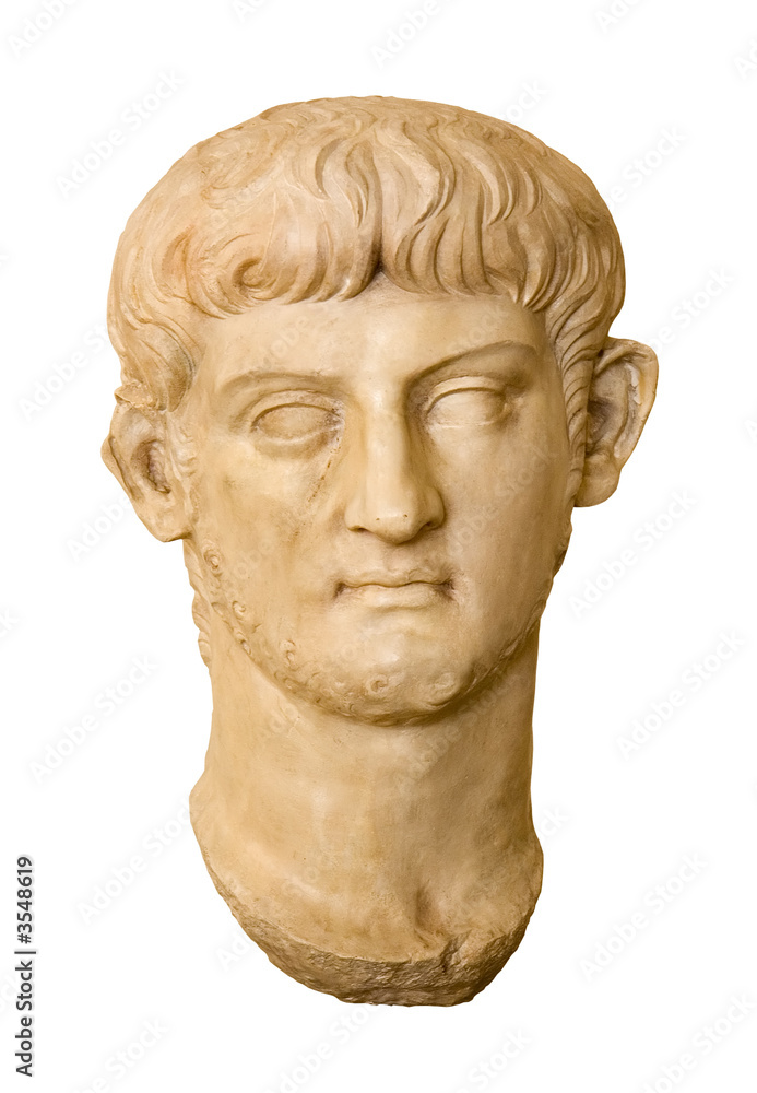 Marble head of Nero ( AD 37 - 68 ). Roman Emperor from 54 to 68