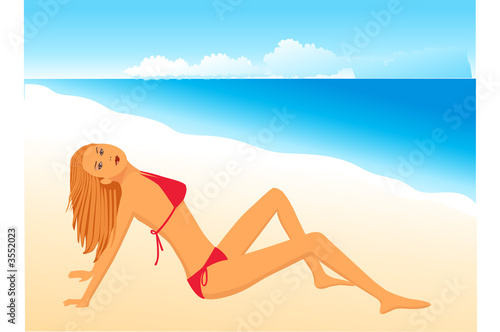  Attractive girl on beach - illustration © vanias