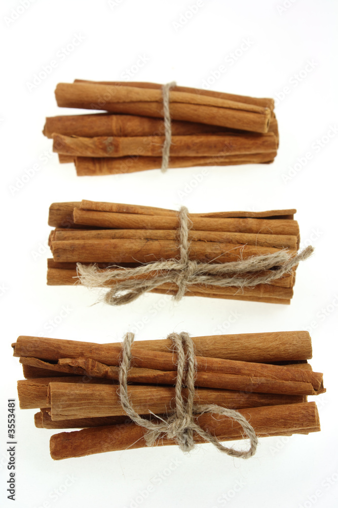 bunches of cinnamon sticks, tied by rope. soft focus. bunches of cinnamon sticks, tied by rope. soft focus.