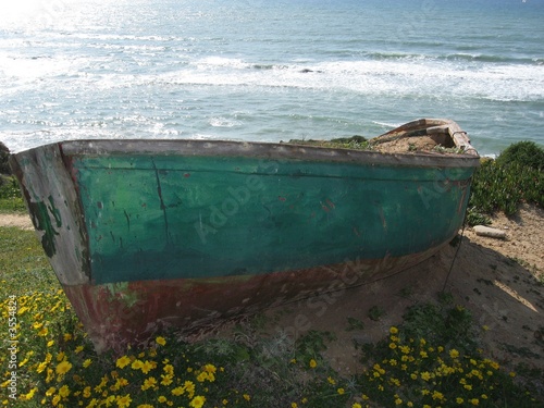 Old boat on sea