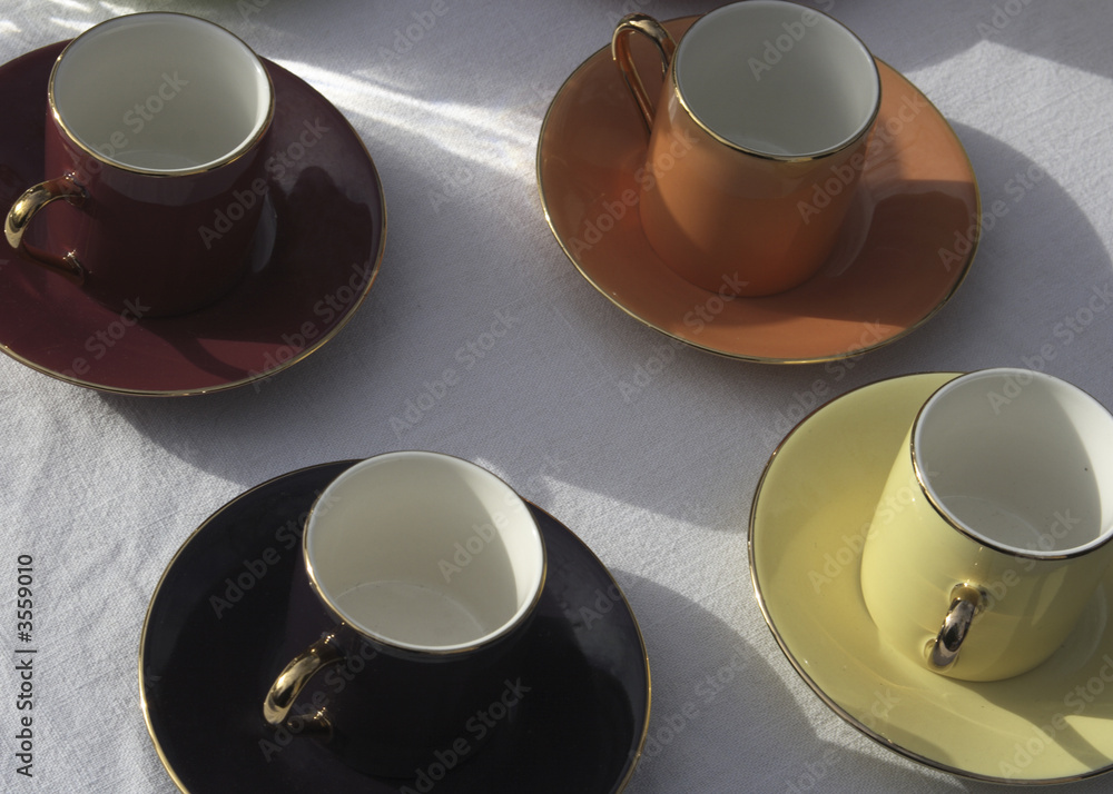 Paris antique market and coffee cups Paris antique market and coffee cups
