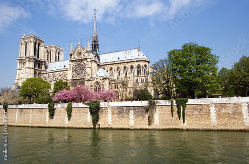 Notre Dame across the Seine River, Paris, France