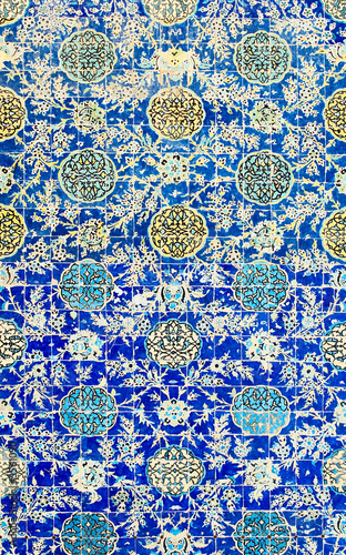 tiled background  oriental ornaments from Isfahan Mosque  Iran