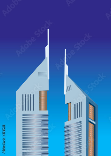 Illustration of Emirates towers on sheikh zayed road