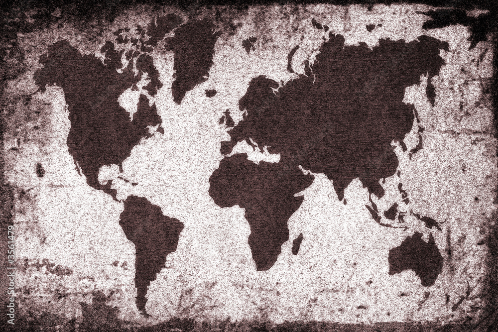 Fototapeta premium Old Rusty World map. World map