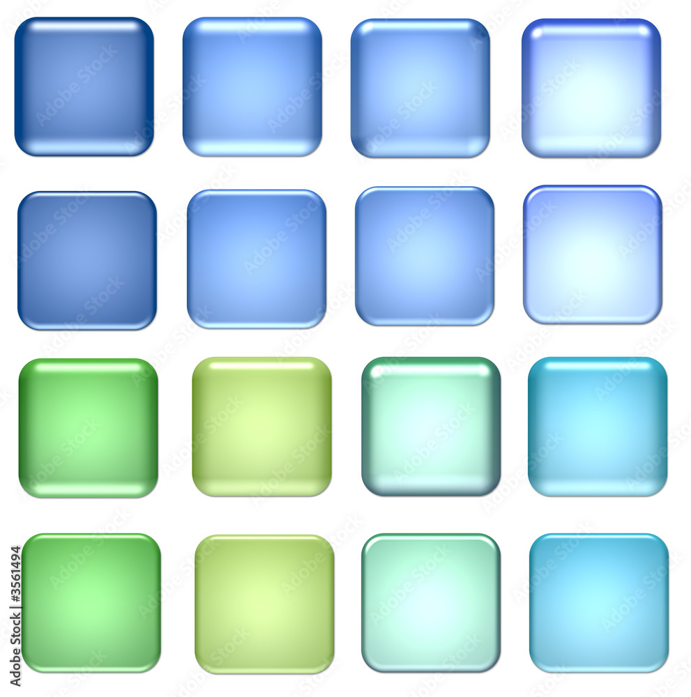 blue and green square glass buttons for design blue and green square glass buttons for design