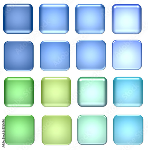 blue and green square glass buttons for design