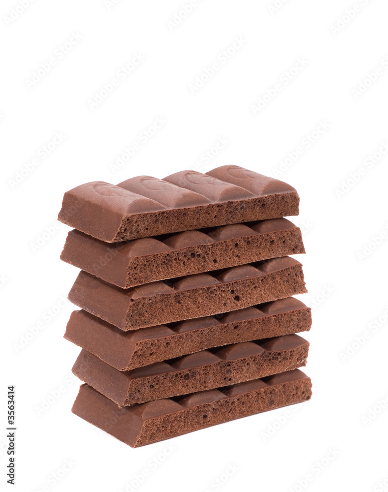 broken chocolate. Isolation on white broken chocolate. Isolation on white
