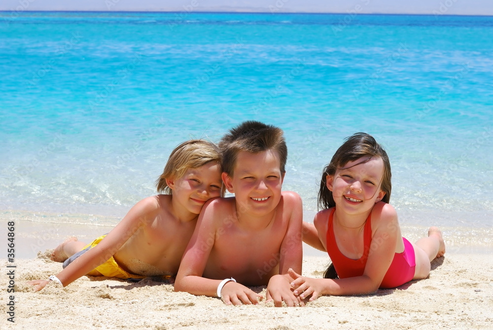 children at the beach