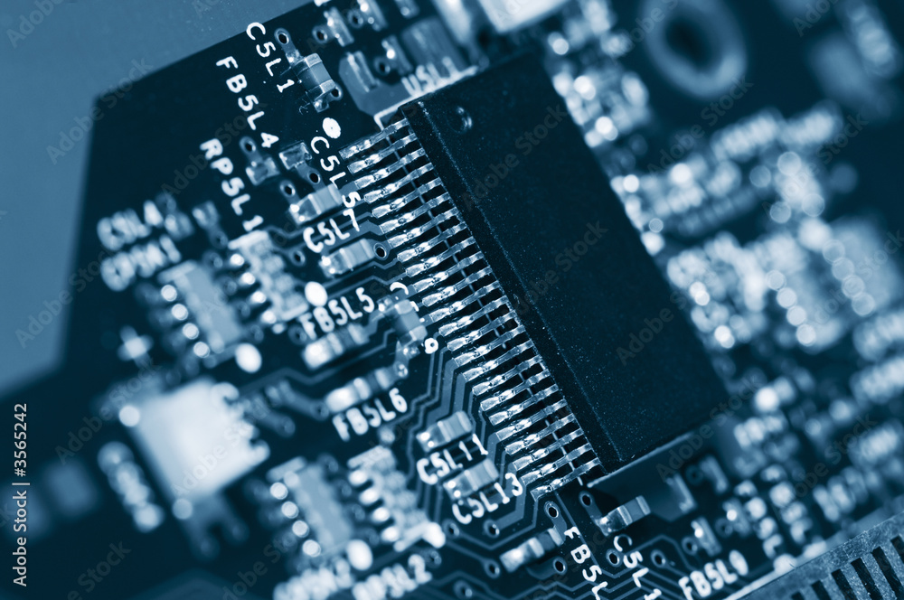 computers circuit-board in deep blue toning computers circuit-board in deep blue toning